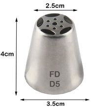Load image into Gallery viewer, FineDecor Russian Piping Tip, Cake Decoration Nozzle Cream Icing Nozzle Tip Stainless Steel Nozzle Cream Puff Decor Pastry Icing Tool, 1psc (D5)