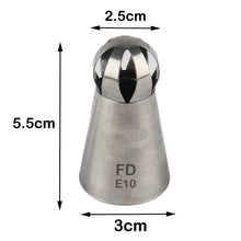 Load image into Gallery viewer, FineDecor Russian Piping Tip,Round Shape Cake Decoration Nozzle Cream Icing Tip Stainless Steel Nozzle Cream Puff Decor Pastry Icing Tool, 1 psc(E10)