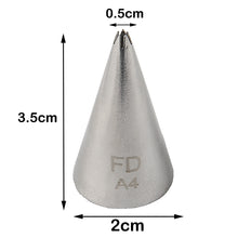 Load image into Gallery viewer, FineDecor Piping Tip, Stainless Steel Icing Piping Nozzle Tip, Cake Decorating Tools Cream Puff Decor Pastry Icing Piping Tool for Baker, 1psc (A4)