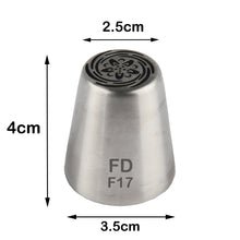 Load image into Gallery viewer, FineDecor Russian Piping Tip, Cake Decoration Nozzle Cream Icing Nozzle Tip Stainless Steel Nozzle Cream Puff Decor Pastry Icing Tool, 1psc (F17)