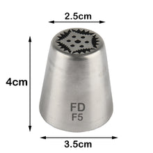 Load image into Gallery viewer, FineDecor Russian Piping Tip, Cake Decoration Nozzle Cream Icing Nozzle Tip Stainless Steel Nozzle Cream Puff Decor Pastry Icing Tool, 1psc (F5)