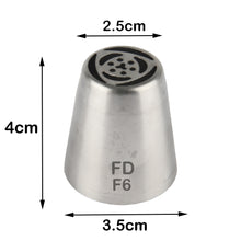 Load image into Gallery viewer, FineDecor Russian Piping Tip, Cake Decoration Nozzle Cream Icing Nozzle Tip Stainless Steel Nozzle Cream Puff Decor Pastry Icing Tool, 1psc (F6)
