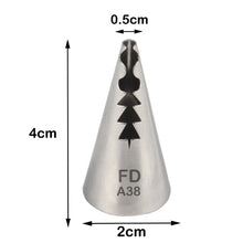 Load image into Gallery viewer, FineDecor Piping Tip, Stainless Steel Icing Piping Nozzle Tip, Cake Decorating Tools Cream Puff Decor Pastry Icing Piping Tool for Baker, 1psc (A38)