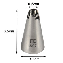 Load image into Gallery viewer, FineDecor Piping Tip, Stainless Steel Icing Piping Nozzle Tip, Cake Decorating Tools Cream Puff Decor Pastry Icing Piping Tool for Baker, 1psc (A27)