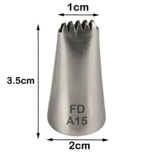 Load image into Gallery viewer, FineDecor Piping Tip, Stainless Steel Icing Piping Nozzle Tip, Cake Decorating Tools Cream Puff Decor Pastry Icing Piping Tool for Baker, 1psc (A15)
