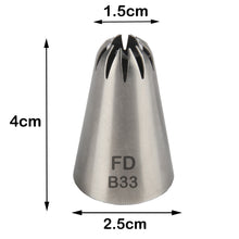 Load image into Gallery viewer, FineDecor Large Piping Tip, Stainless Steel Icing Piping Nozzle Tip, Cake Decorating Tools Cream Puff Decor Pastry Icing Tool for Baker, 1psc (B33)