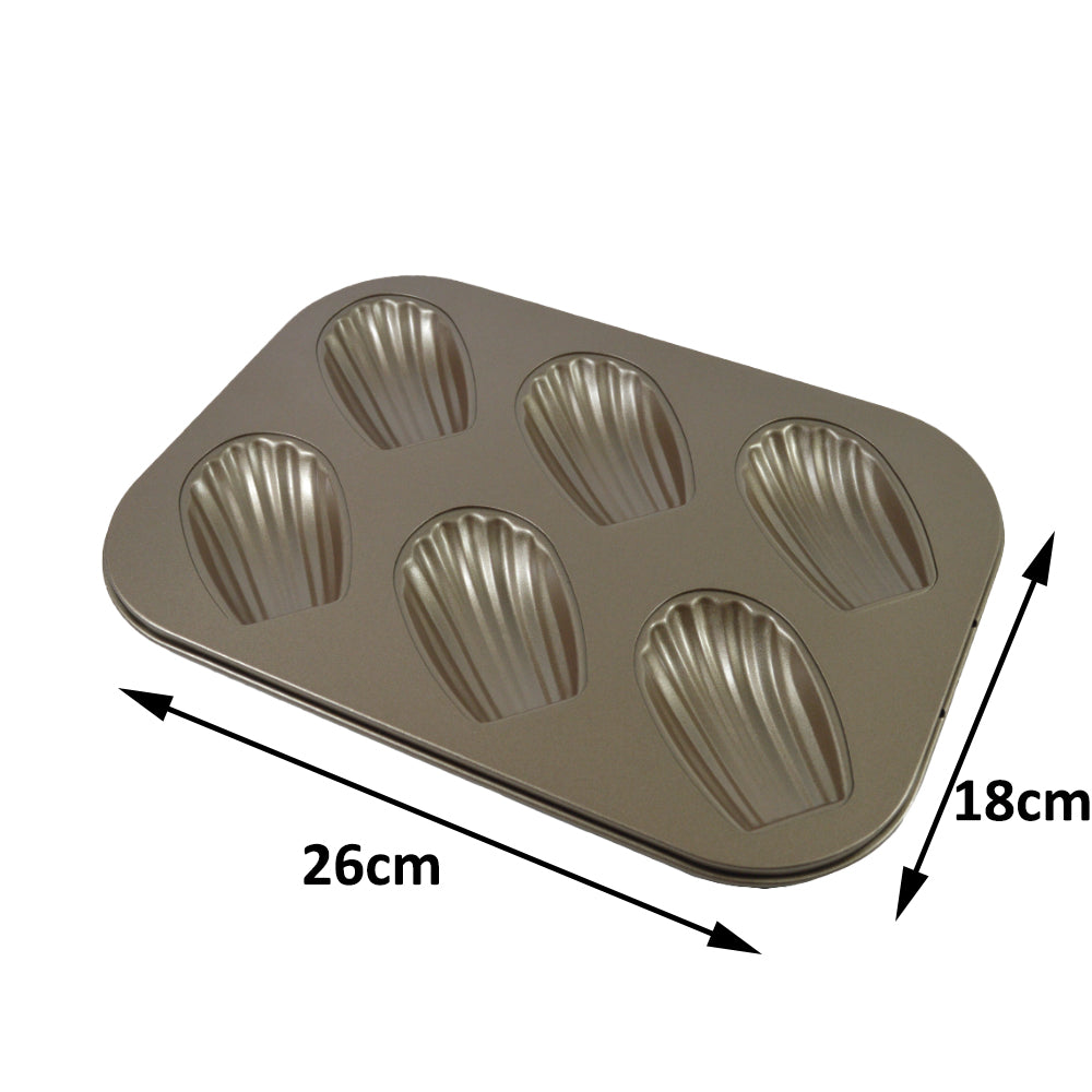 FineDecor Madeleine Pan 6 Cavity Non Stick Seashell Shape