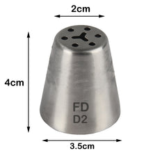 Load image into Gallery viewer, FineDecor Russian Piping Tip, Cake Decoration Nozzle Cream Icing Nozzle Tip Stainless Steel Nozzle Cream Puff Decor Pastry Icing Tool, 1psc (D2)