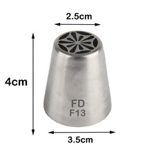Load image into Gallery viewer, FineDecor Russian Piping Tip, Cake Decoration Nozzle Cream Icing Nozzle Tip Stainless Steel Nozzle Cream Puff Decor Pastry Icing Tool, 1psc (F13)