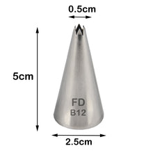 Load image into Gallery viewer, FineDecor Large Piping Tip, Stainless Steel Icing Piping Nozzle Tip, Cake Decorating Tools Cream Puff Decor Pastry Icing Tool for Baker, 1psc (B12)