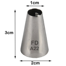 Load image into Gallery viewer, FineDecor Piping Tip, Stainless Steel Icing Piping Nozzle Tip, Cake Decorating Tools Cream Puff Decor Pastry Icing Piping Tool for Baker, 1psc (A22)
