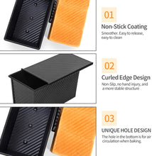 Load image into Gallery viewer, FineDecor Premium Nonstick Carbon Steel Bread Mould, Loaf Pan, Bread Pan, Toast Mould, Bread Tin with Cover Bakeware (Black) for 450 gm, (FD - 3040)