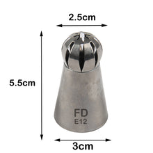 Load image into Gallery viewer, FineDecor Russian Piping Tip,Round Shape Cake Decoration Nozzle Cream Icing Tip Stainless Steel Nozzle Cream Puff Decor Pastry Icing Tool, 1 psc(E12)