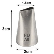 Load image into Gallery viewer, FineDecor Piping Tip, Stainless Steel Icing Piping Nozzle Tip, Cake Decorating Tools Cream Puff Decor Pastry Icing Piping Tool for Baker, 1psc (A9)