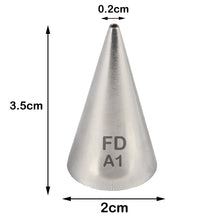 Load image into Gallery viewer, FineDecor Piping Tip, Stainless Steel Icing Piping Nozzle Tip, Cake Decorating Tools Cream Puff Decor Pastry Icing Piping Tool for Baker, 1psc (A1)