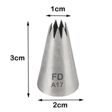 Load image into Gallery viewer, FineDecor Piping Tip, Stainless Steel Icing Piping Nozzle Tip, Cake Decorating Tools Cream Puff Decor Pastry Icing Piping Tool for Baker, 1psc (A17)