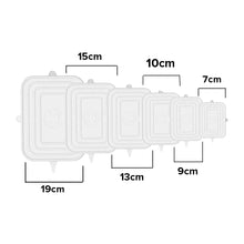 Load image into Gallery viewer, FineDecor Collapsible Microwave Safe Silicone Leak-Proof Square Stretch Lids (6 Pcs) Reusable Covers for Bowls, Dishes, Plates, Cans, Jars FD 3399