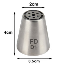 Load image into Gallery viewer, FineDecor Russian Piping Tip, Cake Decoration Nozzle Cream Icing Nozzle Tip Stainless Steel Nozzle Cream Puff Decor Pastry Icing Tool, 1psc (D1)