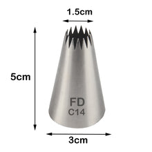 Load image into Gallery viewer, FineDecor Large Piping Tip, Stainless Steel Icing Piping Nozzle Tip, Cake Decorating Tools Cream Puff Decor Pastry Icing Tool for Baker, 1psc (C14)