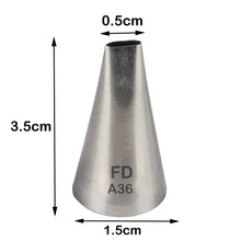 Load image into Gallery viewer, FineDecor Piping Tip, Stainless Steel Icing Piping Nozzle Tip, Cake Decorating Tools Cream Puff Decor Pastry Icing Piping Tool for Baker, 1psc (A36)