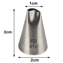 Load image into Gallery viewer, FineDecor Piping Tip, Stainless Steel Icing Piping Nozzle Tip, Cake Decorating Tools Cream Puff Decor Pastry Icing Piping Tool for Baker, 1psc (A16)