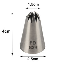 Load image into Gallery viewer, FineDecor Large Piping Tip, Stainless Steel Icing Piping Nozzle Tip, Cake Decorating Tools Cream Puff Decor Pastry Icing Tool for Baker, 1psc (B39)