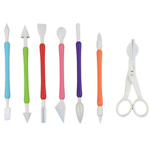 Load image into Gallery viewer, FineDecor Fondant Modeling Tools Set With Scissor, Cake Marshmallow Sculpting Tools Set - (7 Pcs X 1 Set), Sugar Craft Modeling Tools - FD 2935
