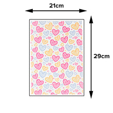 Load image into Gallery viewer, FooDecor Proffessionals Printed Edible Wafer Paper Sheets, Cake Decoration Sheet, Love Design Theme Dye Frosting Sheet, Cake  Wrap, A4 Size - BV 3039
