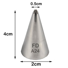 Load image into Gallery viewer, FineDecor Piping Tip, Stainless Steel Icing Piping Nozzle Tip, Cake Decorating Tools Cream Puff Decor Pastry Icing Piping Tool for Baker, 1psc (A24)
