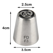 Load image into Gallery viewer, FineDecor Russian Piping Tip, Cake Decoration Nozzle Cream Icing Nozzle Tip Stainless Steel Nozzle Cream Puff Decor Pastry Icing Tool, 1psc (F3)