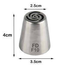 Load image into Gallery viewer, FineDecor Russian Piping Tip, Cake Decoration Nozzle Cream Icing Nozzle Tip Stainless Steel Nozzle Cream Puff Decor Pastry Icing Tool, 1psc (F10)