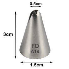 Load image into Gallery viewer, FineDecor Piping Tip, Stainless Steel Icing Piping Nozzle Tip, Cake Decorating Tools Cream Puff Decor Pastry Icing Piping Tool for Baker, 1psc (A19)