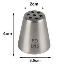 Load image into Gallery viewer, FineDecor Russian Piping Tip, Cake Decoration Nozzle Cream Icing Nozzle Tip Stainless Steel Nozzle Cream Puff Decor Pastry Icing Tool, 1psc (D15)