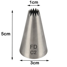 Load image into Gallery viewer, FineDecor Large Piping Tip, Stainless Steel Icing Piping Nozzle Tip, Cake Decorating Tools Cream Puff Decor Pastry Icing Tool for Baker, 1psc (C2)