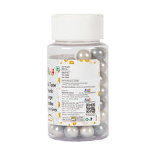 Load image into Gallery viewer, Glint Dual Tone Pearl Balls for Cake Decoration ( 10mm ) ( White & Grey ), 75g | Dual Colour Cake Sprinkle For Cake Decoration | 75g