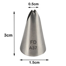 Load image into Gallery viewer, FineDecor Piping Tip, Stainless Steel Icing Piping Nozzle Tip, Cake Decorating Tools Cream Puff Decor Pastry Icing Piping Tool for Baker, 1psc (A37)