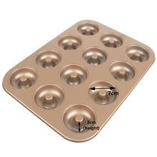 Load image into Gallery viewer, FineDecor Nonstick Carbon Steel Donut Baking Pan, Donut Baking Mould, Bagels Baking Tray for Cake Muffins Doughnut, FD 3108 (12 Cavity)