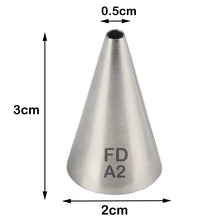 Load image into Gallery viewer, FineDecor Piping Tip, Stainless Steel Icing Piping Nozzle Tip, Cake Decorating Tools Cream Puff Decor Pastry Icing Piping Tool for Baker, 1psc (A2)