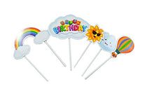 Load image into Gallery viewer, Let's Party Cake Topper Pack of 4, 20 Pieces (Rainbow Theme)