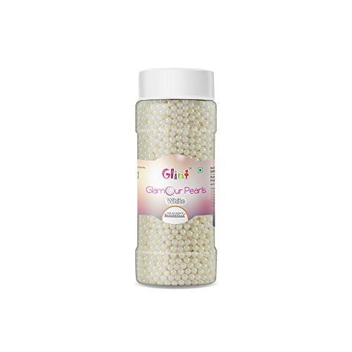 Glint Glamour Pearl Balls for Cake Decoration (4mm) (White), 75g