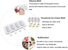 Load image into Gallery viewer, FineDecor Premium Silicone Cakesicle Mould Popsicle Easy Ice Cream Bar Mould, 4 Cavity (White), FD 3192