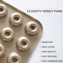 Load image into Gallery viewer, FineDecor Nonstick Carbon Steel Donut Baking Pan, Donut Baking Mould, Bagels Baking Tray for Cake Muffins Doughnut, FD 3108 (12 Cavity)