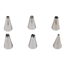 Load image into Gallery viewer, FineDecor Stainless Steel Cake Decorating Nozzle Set(6 Pcs) Piping Set for Cake Decoration and Icing - FD 2944