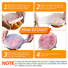 Load image into Gallery viewer, FineDecor Collapsible Microwave Safe Silicone Leak-Proof Round Stretch Lids (6 Pcs) Reusable Covers for Bowls, Dishes, Plates, Cans, Jars FD 3398