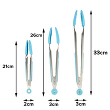 Load image into Gallery viewer, FineDecor Silicone Cooking Tongs Set of 3 (8in, 10in & 13) Kitchen Food Tongs, Stainless Steel Material with Heat Resistant FD 3404