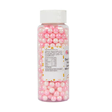 Load image into Gallery viewer, Glint Dual Tone Pearl Balls for Cake Decoration ( 7mm ) ( White & Pink ), 150g | Dual Colour Cake Sprinkle For Cake Decoration | 150g