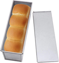 Load image into Gallery viewer, FineDecor Premium Big Nonstick Aluminium Steel Bread Mould/Loaf Pan/Bread Pan/Toast Mould/Bread Tin with Cover Bakeware (Silver) for 750 gm, FD 3311