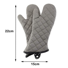 Load image into Gallery viewer, FineDecor Small Professional Cotton Oven Mitt with Quilted Lines, Heat Resistant, Flexible Oven Hand Gloves, Grey, 1 Pair, 22 cm* 15 cm (FD 3059)