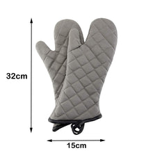 Load image into Gallery viewer, FineDecor Large Professional Cotton Oven Mitt with Quilted Lines, Heat Resistant, Flexible Oven Hand Gloves, Grey, 1 Pair, 32 cm* 15 cm (FD 3061)