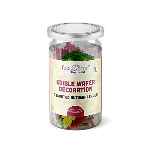 Food decor Edible Wafer Decoration Assorted Autumn Leaves-Bv-2907 (30 Pcs x 1 Jar), 30 g